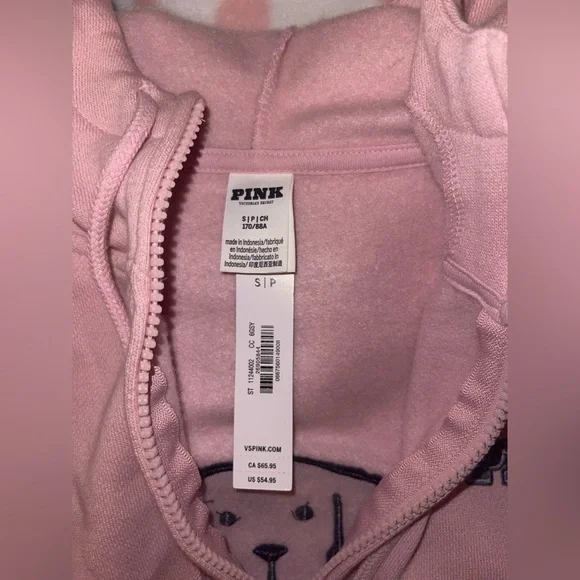PINK Victoria's Secret Chalk Ross Full Zip Sweatshirt With Dog Embroidered Logo - Picture 2 of 7